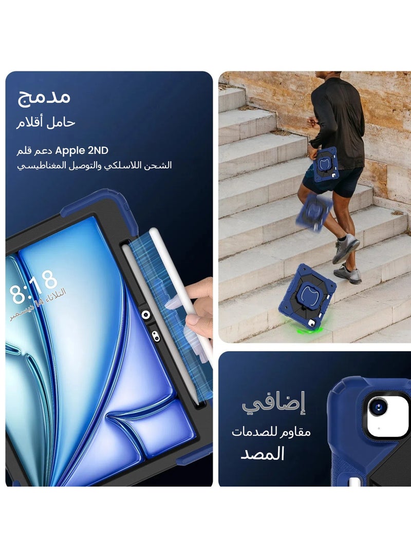 For iPad Air11 2024 tablet case, all-inclusive rotating bracket, silicone strap strap. - Image 2